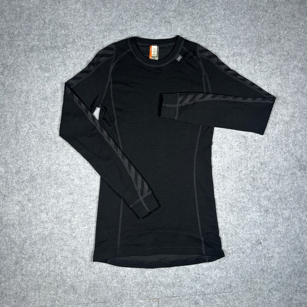 Helly‎ Hansen base layer shirt Womens M Black Merino Wool Thermal Long Sleeve